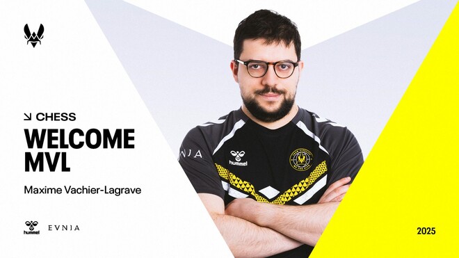 Максим Вашьє-Лаграв підписав контракт із Team Vitality. Французький гросмейстер представить клуб на турнірах Chessable Masters та Esports World Cup 2025.