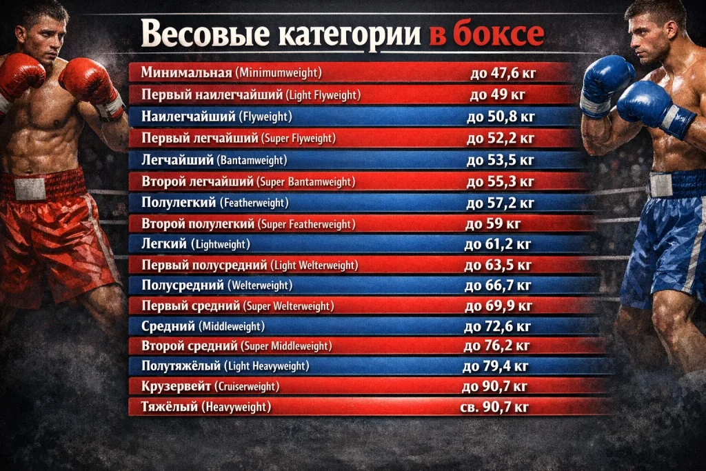 Весовые категории в боксе: таблица (кг), границы веса, что такое "рейндж" и как переходят между дивизионами