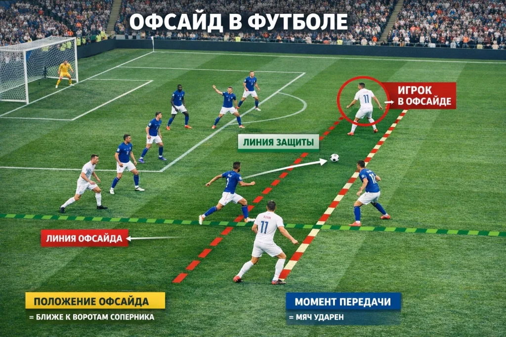 Офсайд в футболе: простыми словами с примерами, "пассивный офсайд", линии VAR и почему иногда гол отменяют из-за пятки