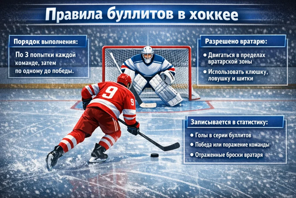 Буллиты в хоккее (shootout): правила, порядок попыток, что разрешено вратарю и что идет в статистику