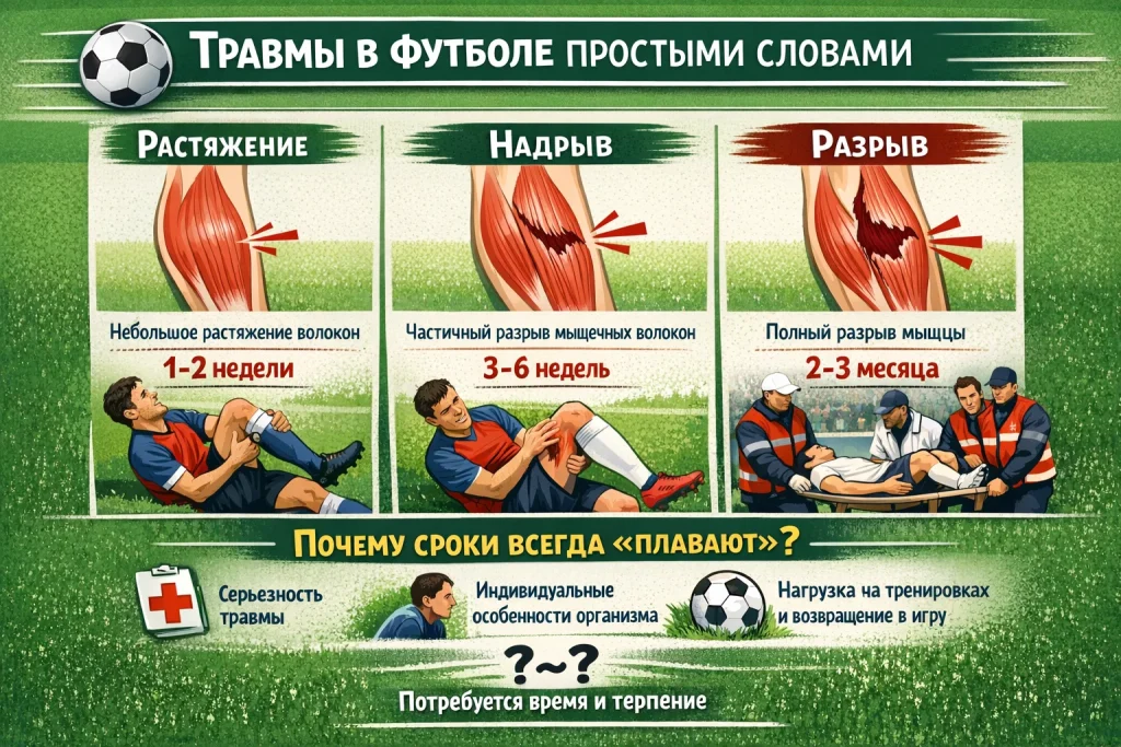 Травмы в футболе: что такое растяжение, надрыв, разрыв и почему сроки всегда "плавают"