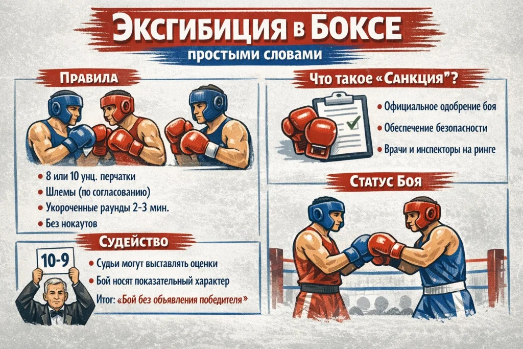 Эксгибиция в боксе простыми словами: правила, “санкция”, судейство и статус боя