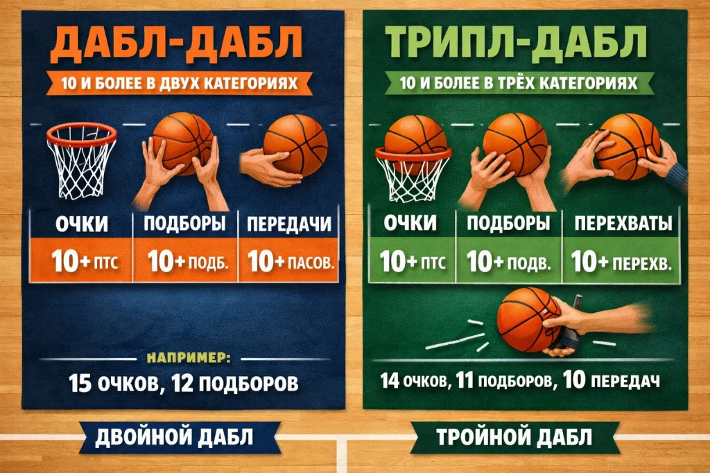 Что такое дабл-дабл и трипл-дабл: простое объяснение баскетбольной статистики