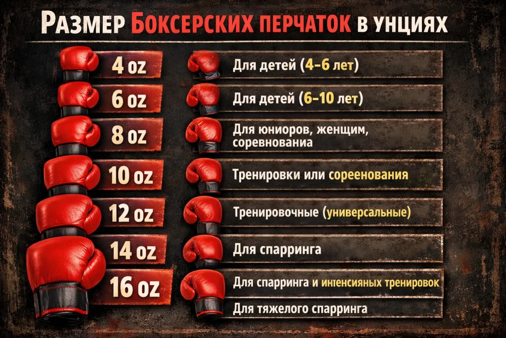 Размер боксерских перчаток в унциях: как выбрать правильно новичку и спортсмену