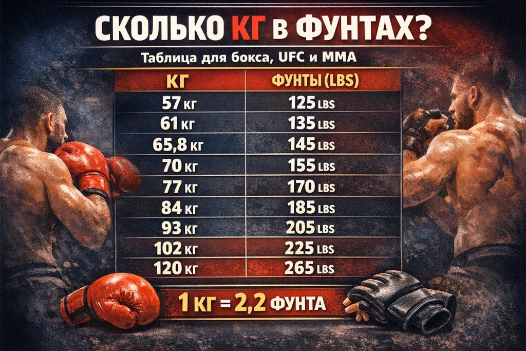 Сколько кг в фунтах: удобная таблица для бокса, UFC и ММА