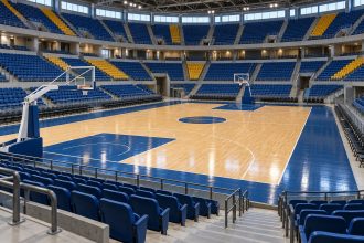 Ілюстративний вигляд порожніх трибун і баскетбольного майданчика